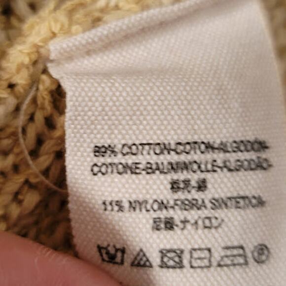 Free People- Camel Cotton V Neck Cropped Sweater- Size Large - Picture 8 of 11